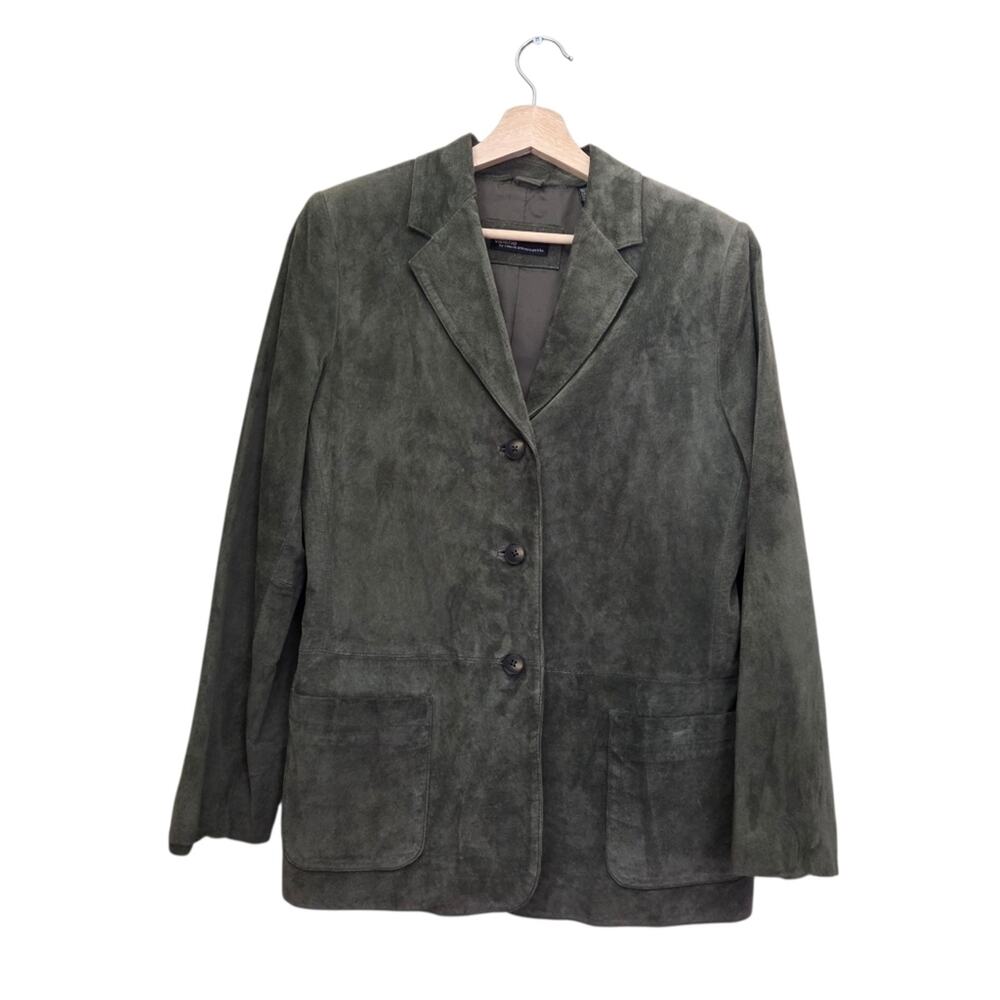 Vtg Valerie by Valerie Stevens Petite | Suede Leather Green Jacket Blazer